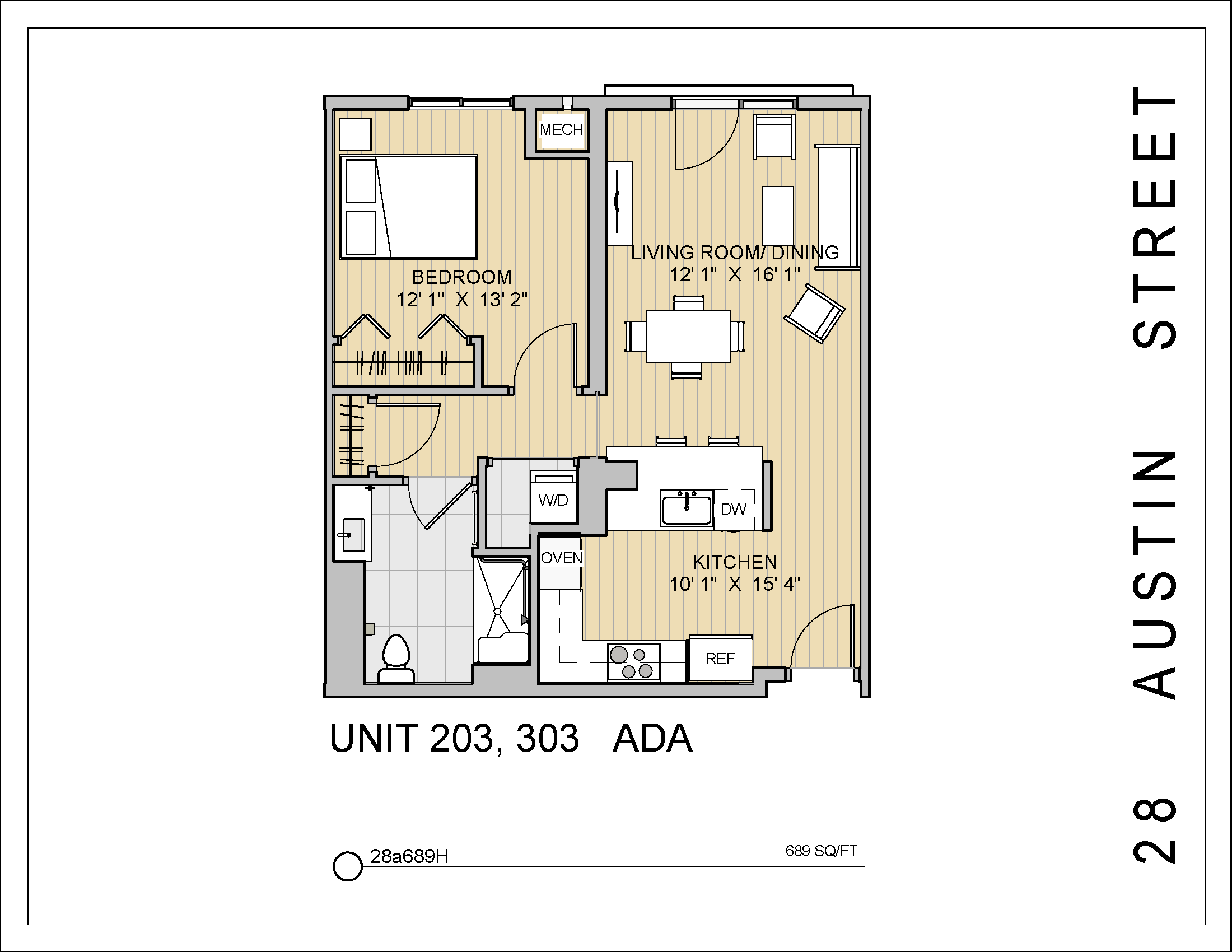 1 Bed 1 Bath 28a689H 689 Sq.Ft. Floor Plan at 28 Austin St, Newton, MA, 02460