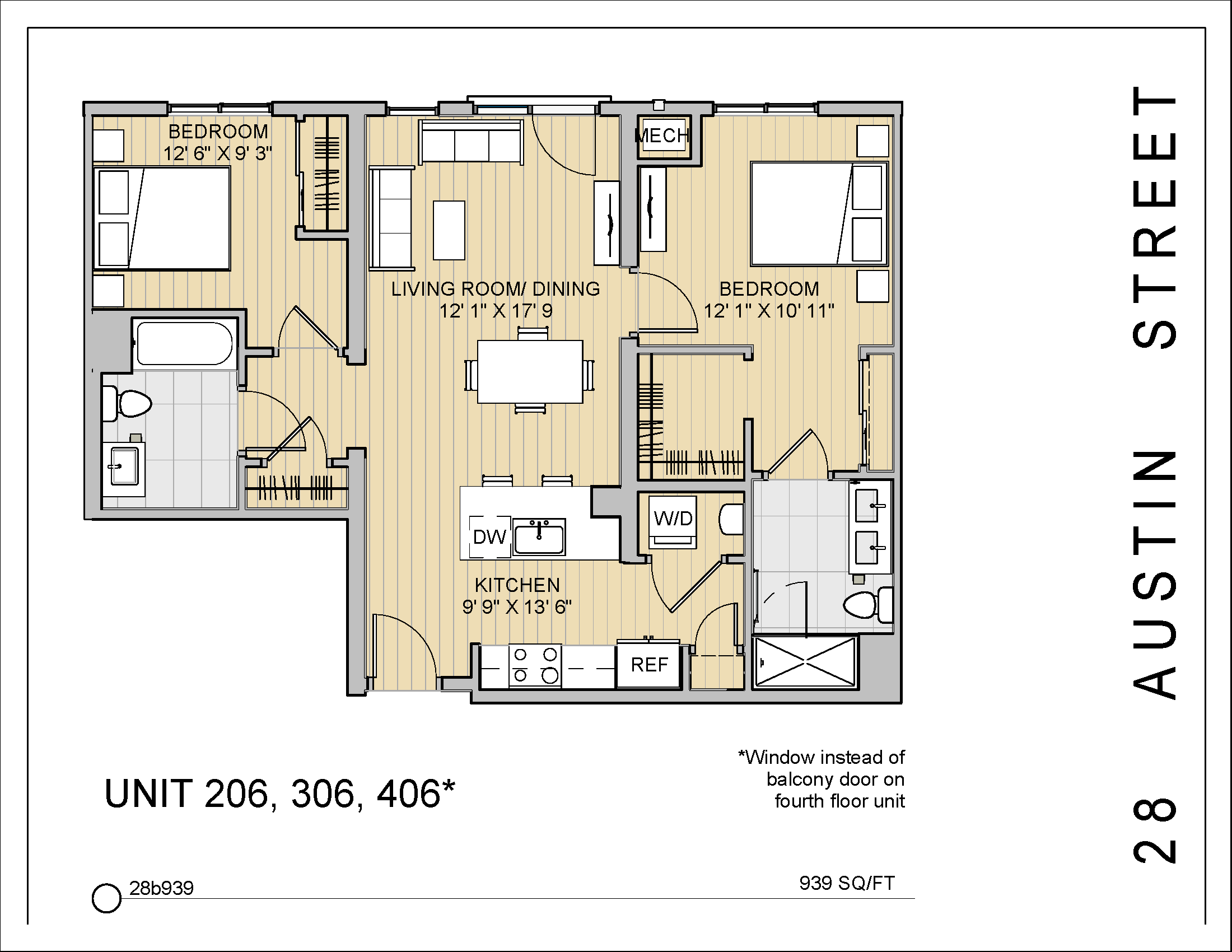 2 Bed 2 Bath 28b939 939 Sq.Ft. Floor Plan at 28 Austin St, Newton