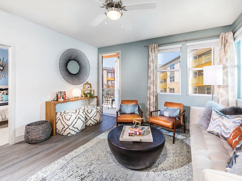 Model Two Bedroom Varietal Design Package Living Room at The Braydon Apartments in Napa CA - Photo Gallery