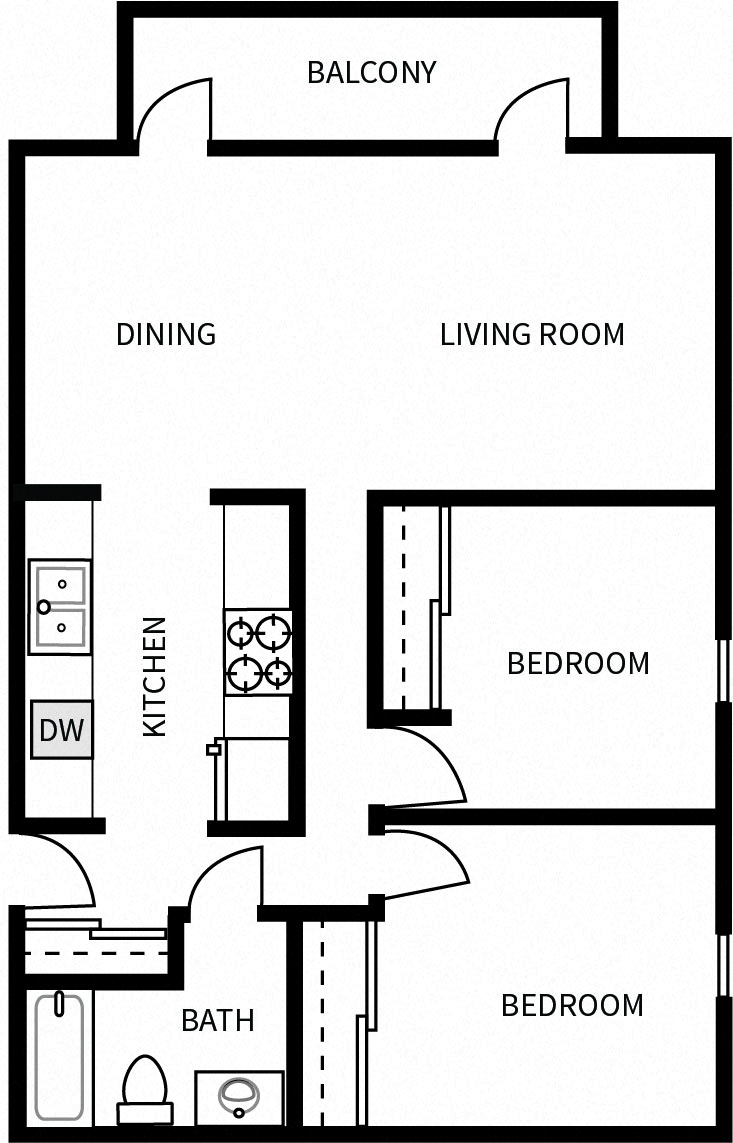 B1 Floorplan at Bayside Apartments in Pinole, CA
