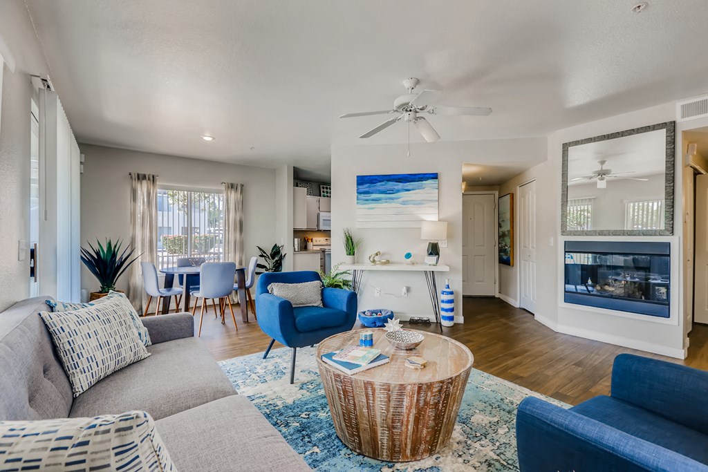 a living room with a couch and a coffee table