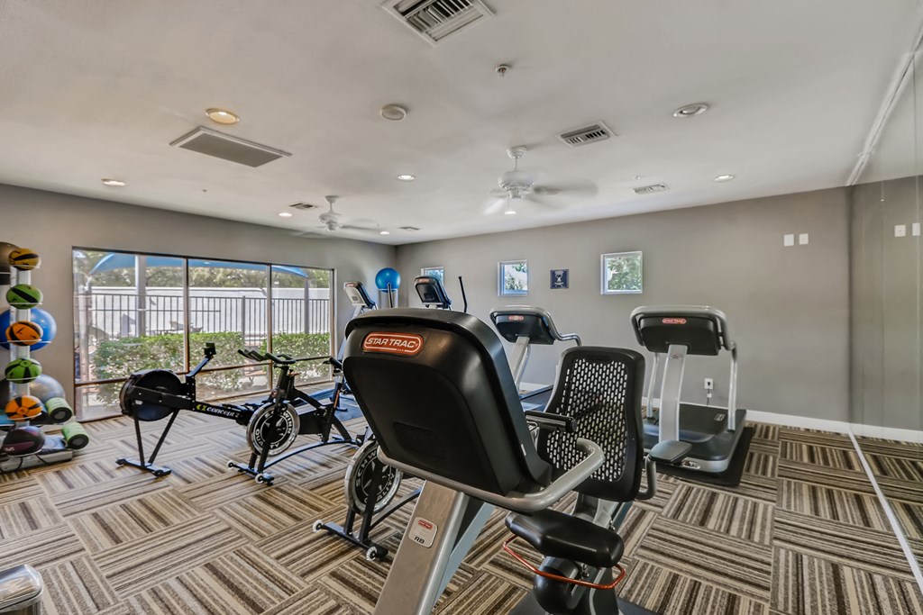 the gym at 1861 muleshoe road has cardio equipment and a bike in it