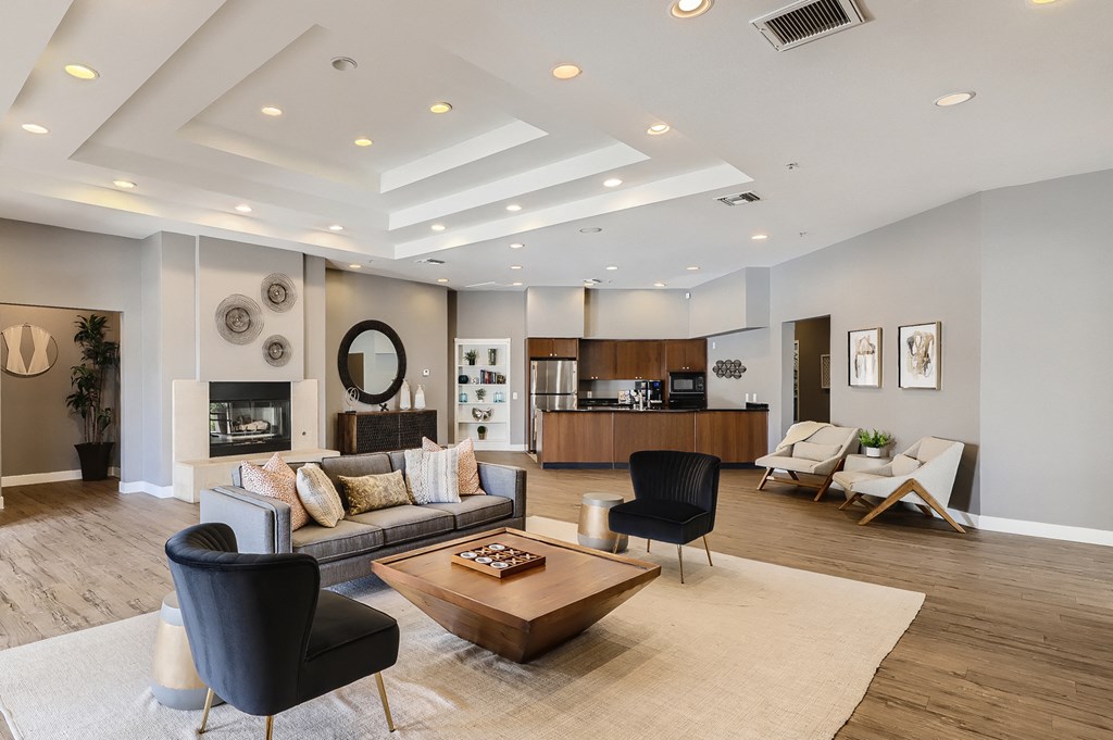 a living room with a couch and a coffee table