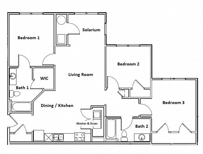 a floor plan of a house with bedrooms and a living room