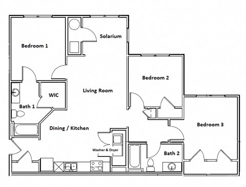 a floor plan of a house with bedrooms and a living room