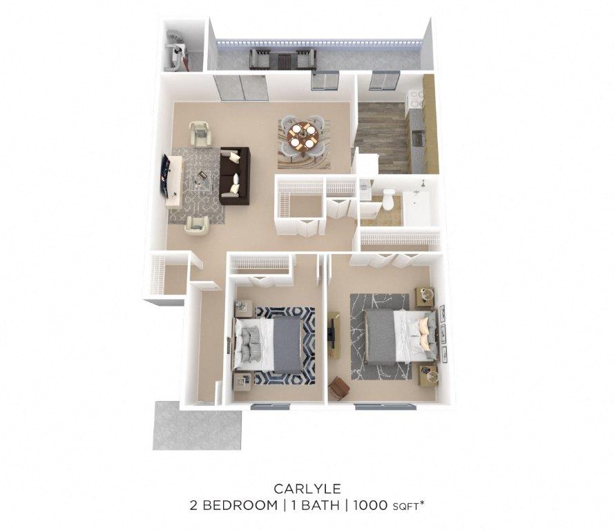 Two Bedroom - 1,000 sqft