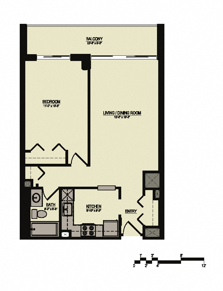 Floor Plan 1 (1 Bed/1 Bath)
