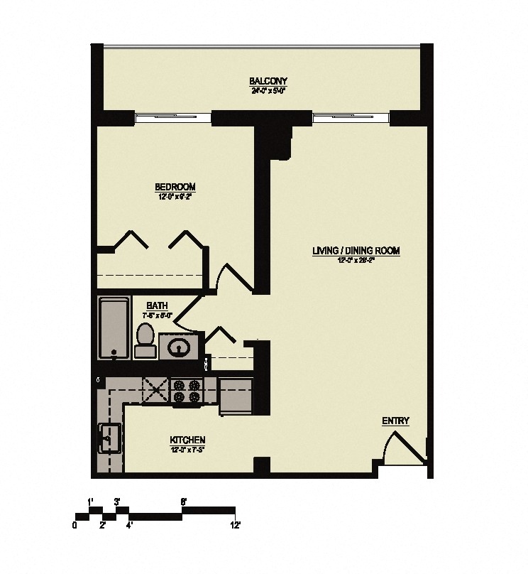 Floor Plan 5 (1 Bed/1 Bath)