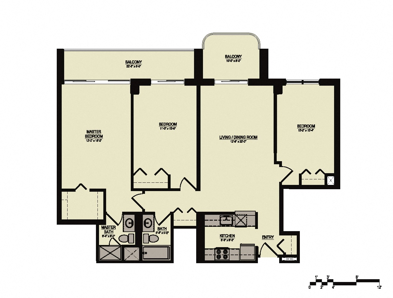 Floor Plan 7 (3 Bed/2 Bath/2 Balcony)