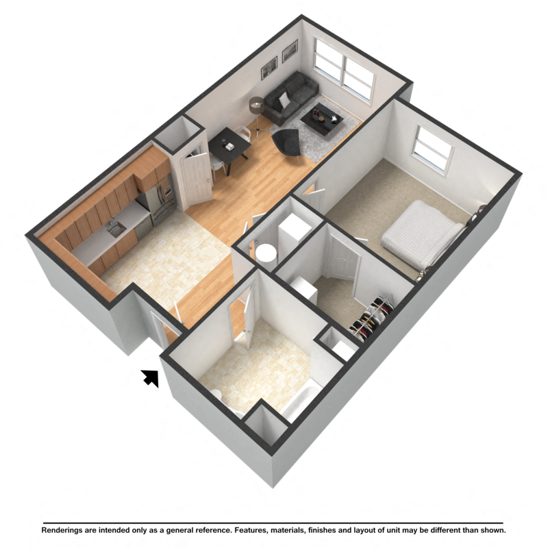 Walbrook Mill 1 Bedroom Floor Plan Furnished