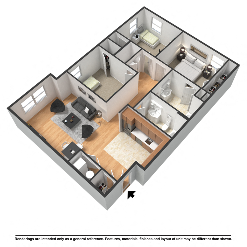 Walbrook Mill 3 Bedroom Floor Plan Furnished