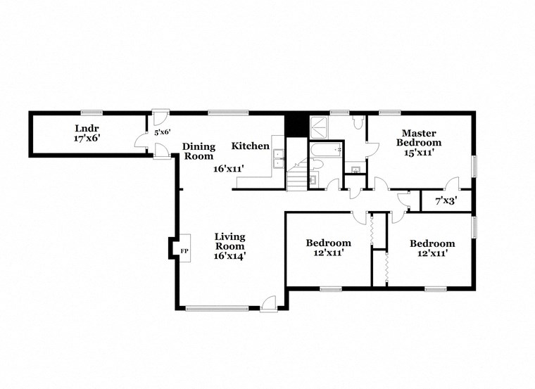 a floor plan of a house with bedrooms and a living room