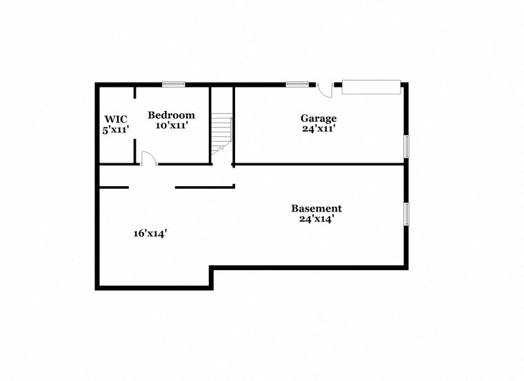 a floor plan of a house with a bedroom and a bathroom