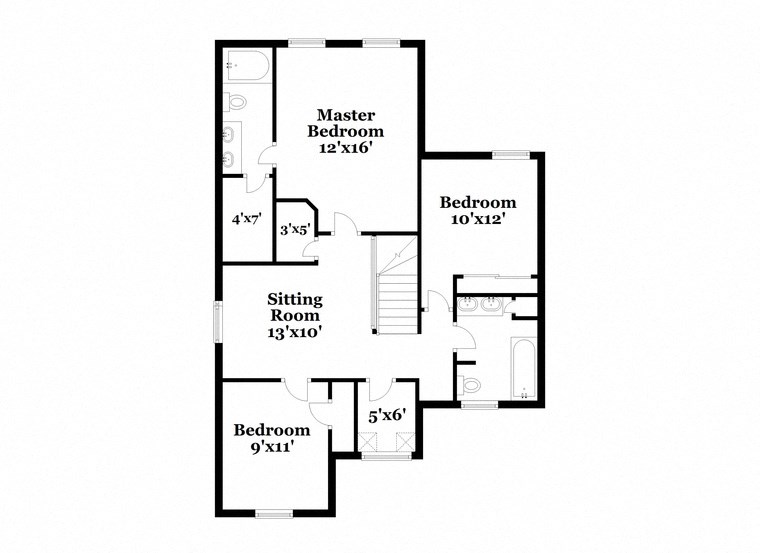 the floor plan of the house has bedrooms and a sitting room