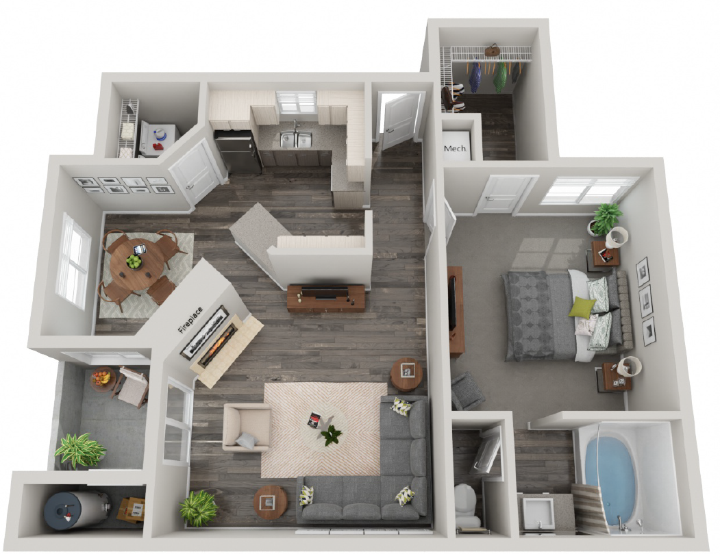 3d 1 bedroom floor plan | Mirasol Apartments in Las Vegas, NV