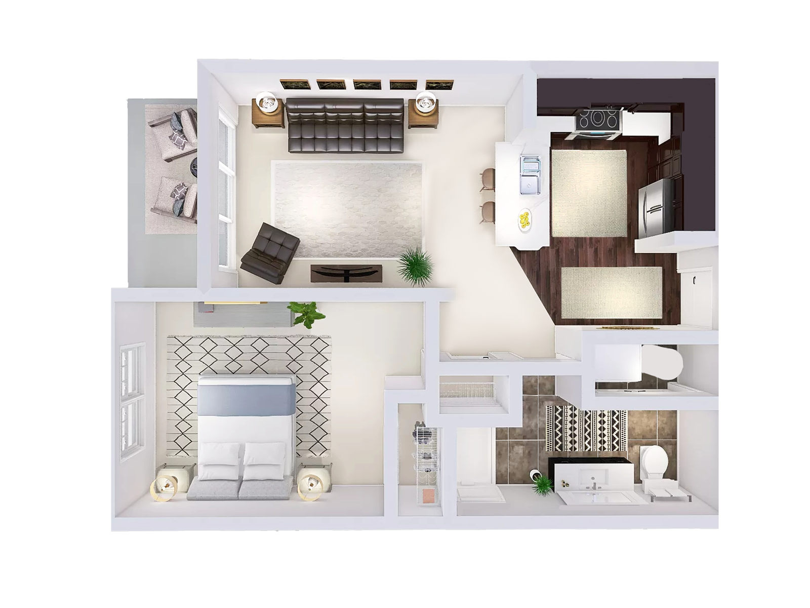 1 Bed, 1 Bath (B)
