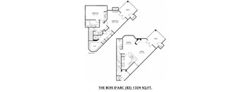 Bois D`Arc Floorplan - 2 Bed, 2.5 Bath, 1,324 square feet.