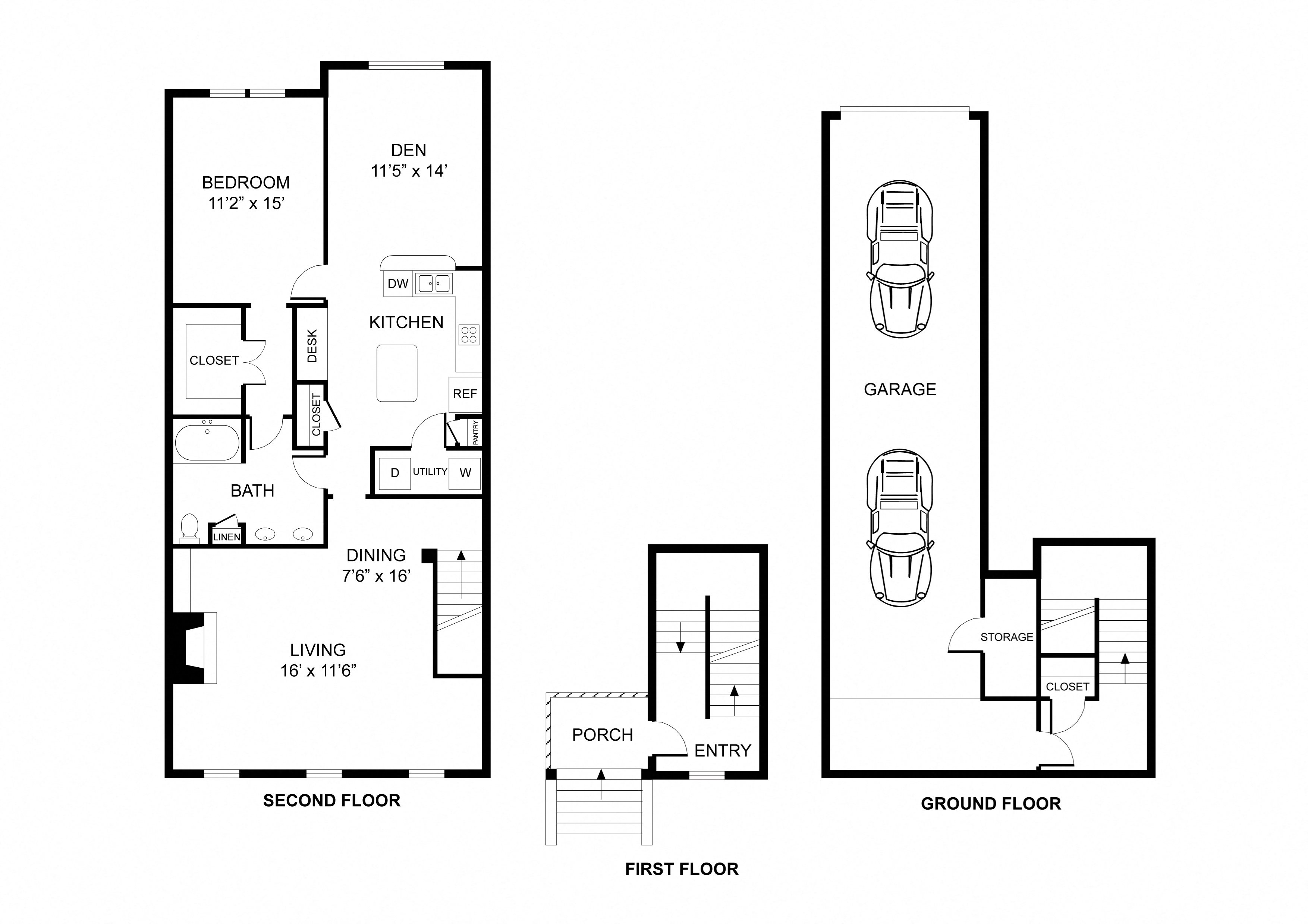 One bedroom, one bathroom,town home,THE ARMSTRONG floor plan, 1143 square feet. One bedroom, one bathroom,town home, walk in closet, laundry room, hvac room, pantry, living room, kitchen THE ARMSTRONG floor plan, 1143 square feet.