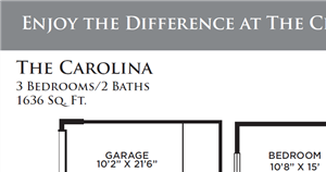 The Carolina three bedroom two bathroom town home floor plan, 1,647 sq. ft. The Carolina three bedroom two bathroom town home floor plan, 1,647 sq. ft.