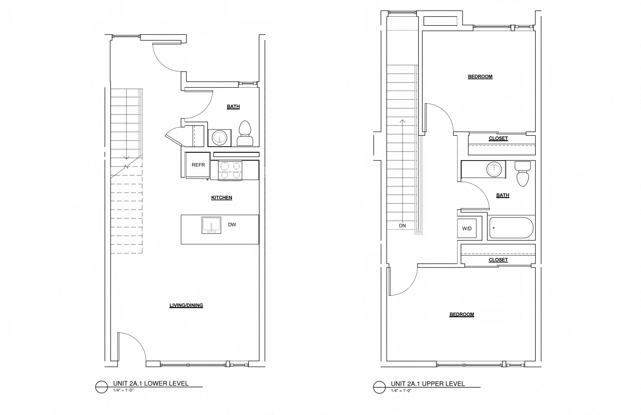 2 Bed 1.5 Bath Townhome 1086
