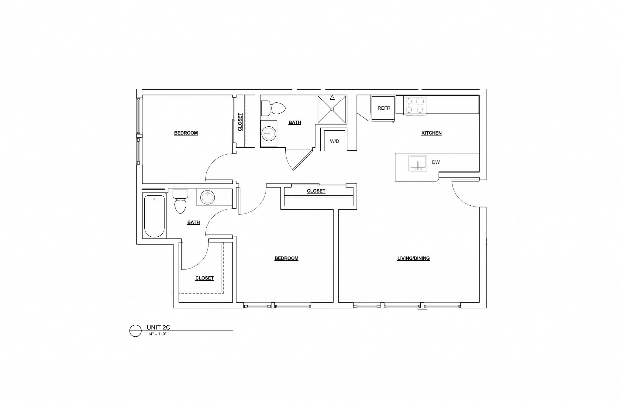 2 Bed 2 Bath Flat 876