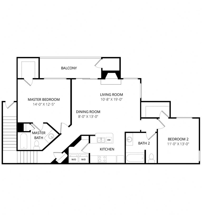 Quail Landing | B4 Floor Plan 2 Bedroom 2 Bath Quail Landing | B4 Floor Plan 2 Bedroom 2 Bath