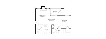 Quail Landing | A1 Floor Plan 1 Bedroom 1 Bath