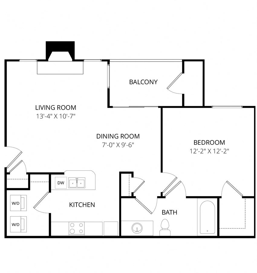 Quail Landing | A1 Floor Plan 1 Bedroom 1 Bath Quail Landing | A1 Floor Plan 1 Bedroom 1 Bath