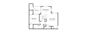 Quail Landing | A2 Floor Plan 1 Bedroom 1 Bath