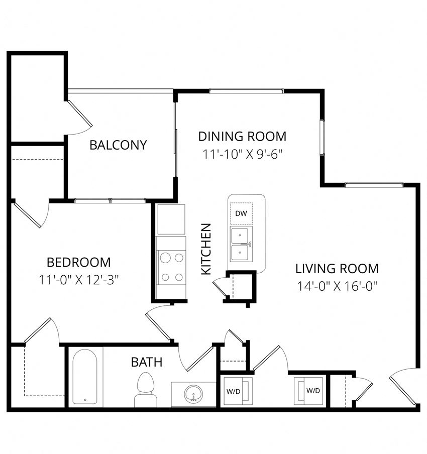 Quail Landing | A2 Floor Plan 1 Bedroom 1 Bath Quail Landing | A2 Floor Plan 1 Bedroom 1 Bath