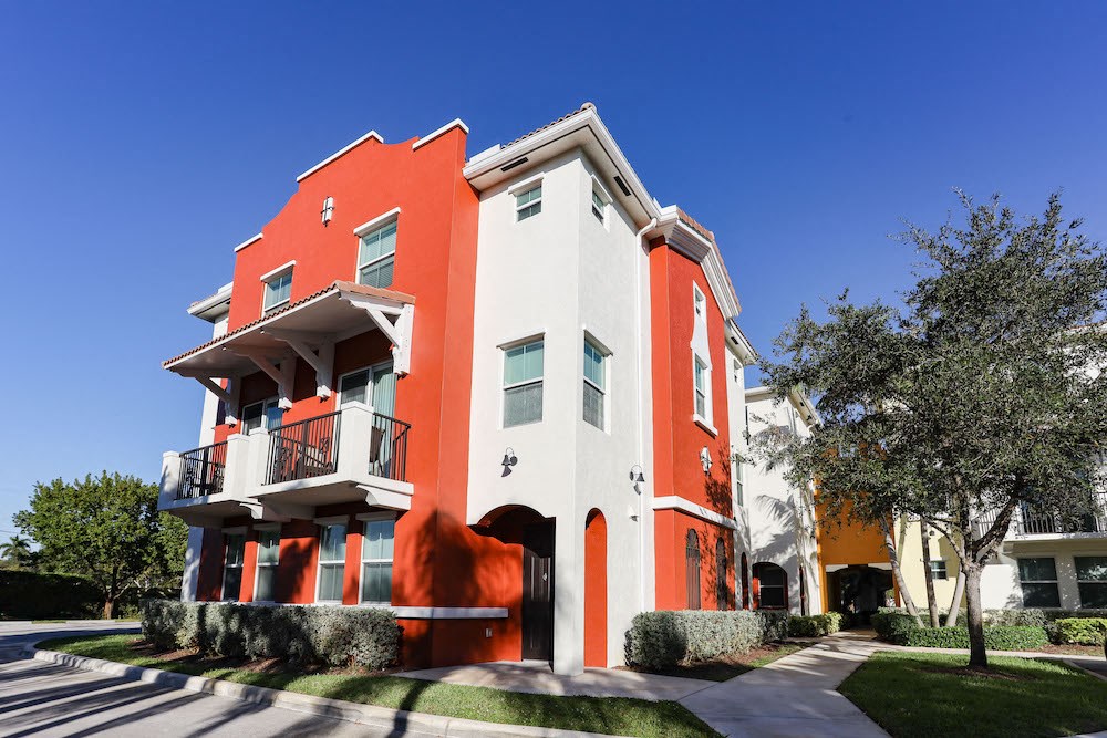 private patios and balconies at East Village
