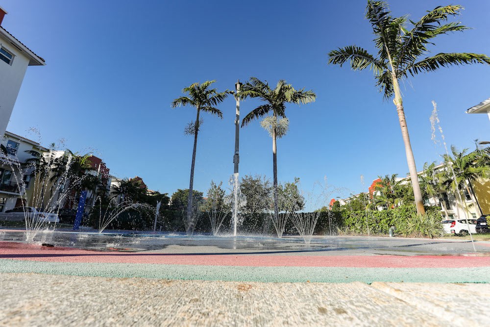 splash pad at East Village Apartments in Davie