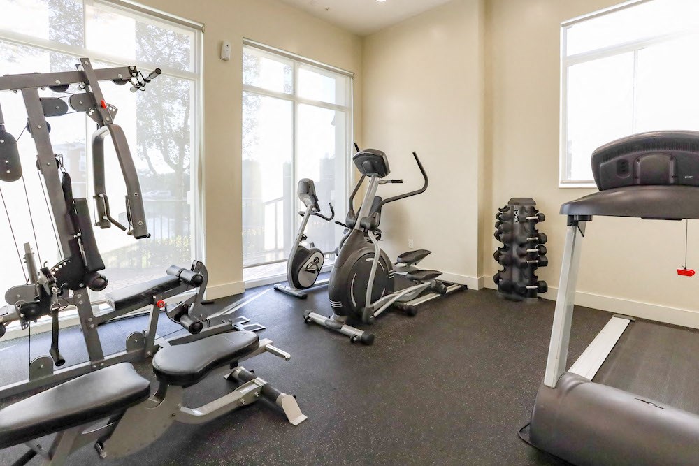 fully-equipped fitness center at East Village