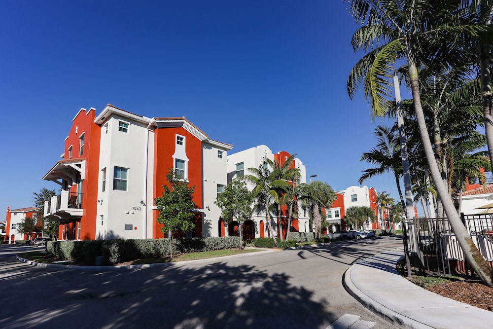 entry drive at East Village Apartments