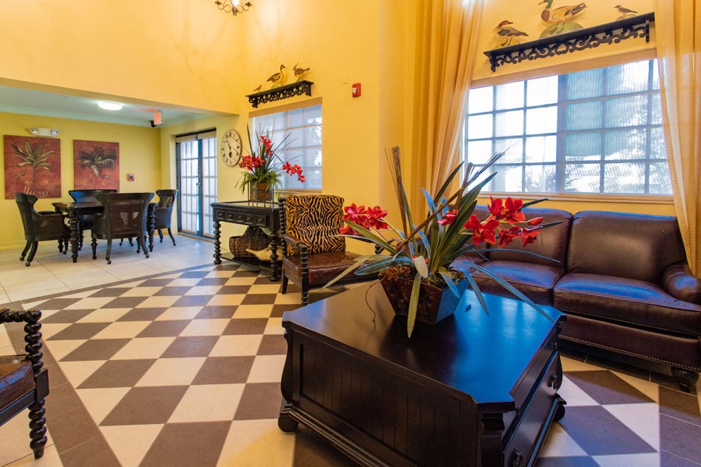 finely appointed lobby with seating