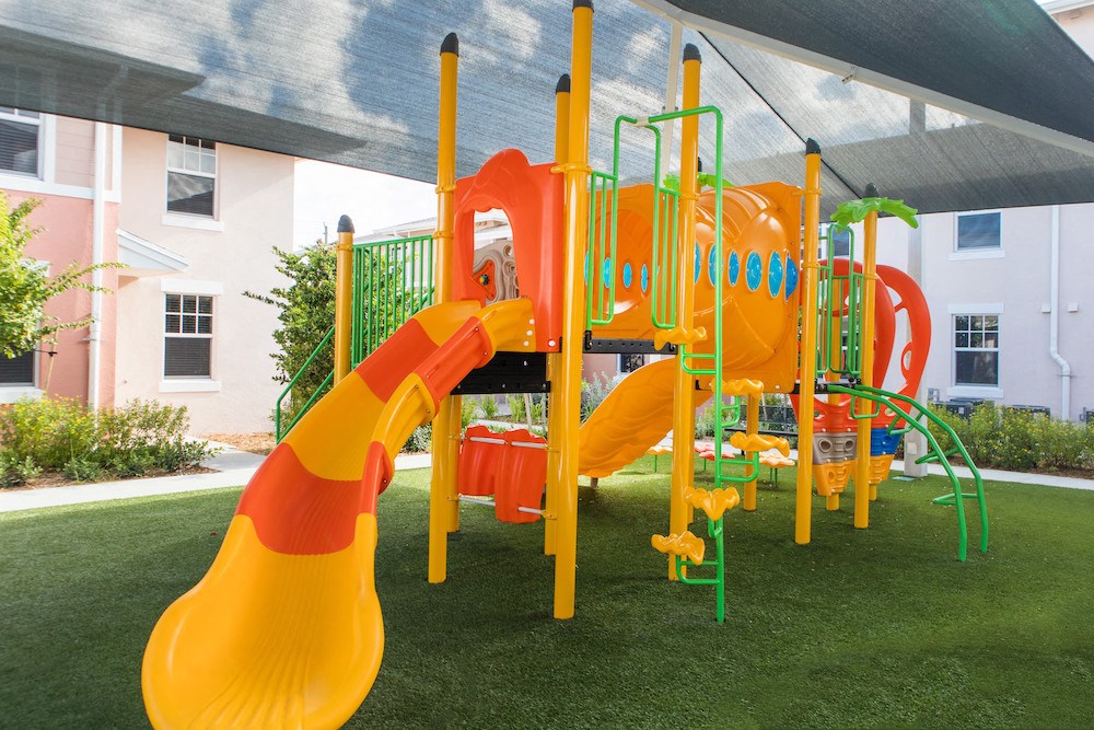 covered modern playground at Oakland Park