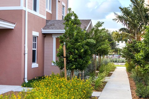 well-kept sidewalks with neat landscaping
