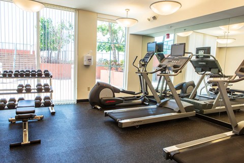 cardio and weight machines at fitness center