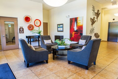 lobby seating area near elevators