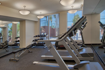 fitness center with cardio and weight equipment