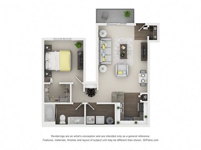 1 Bed 1 Bath- Maple Floor Plan 1 Bed 1 Bath- Maple Floor Plan at The Villages at Canterfield, West Dundee, 60118