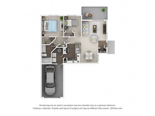 2 Bed 1 Bath- Laurel Floor Plan 2 Bed 1 Bath- Laurel Floor Plan at The Villages at Canterfield, West Dundee, Illinois