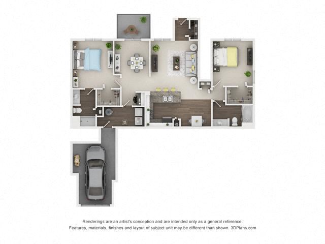 2 Bed 2 Bath Floor Plan 2 Bed 2 Bath Floor Plan at The Villages at Canterfield, Illinois, 60118