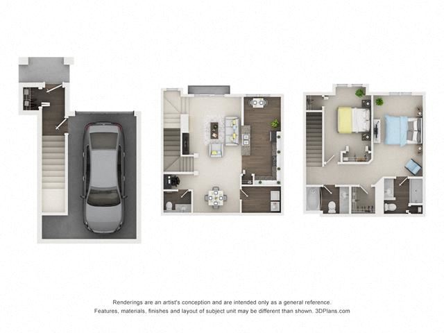 2 Bed 2.5 Bath - Riverbirch - Splitlevel Floor Plan 2 Bed 2.5 Bath - Riverbirch - Splitlevel Floor Plan at The Villages at Canterfield, West Dundee, 60118