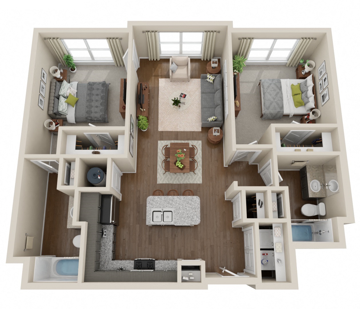 2 Bedroom, 2 Bath (1a)