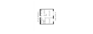 1 bedroom, 1 bathroom, no balcony