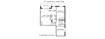 2 bedroom, one bathroom, with balcony