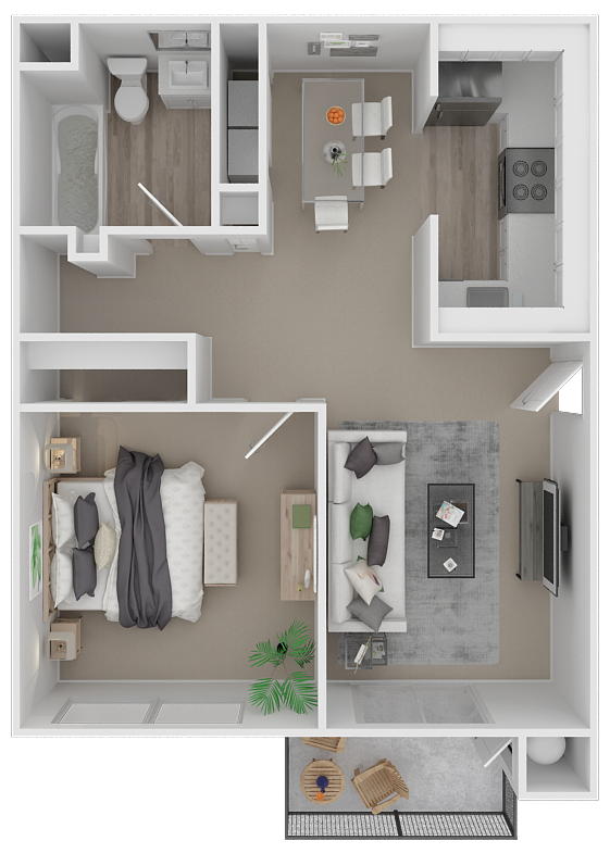 One bedroom floor plan at Copper Creek in Sacramento CA