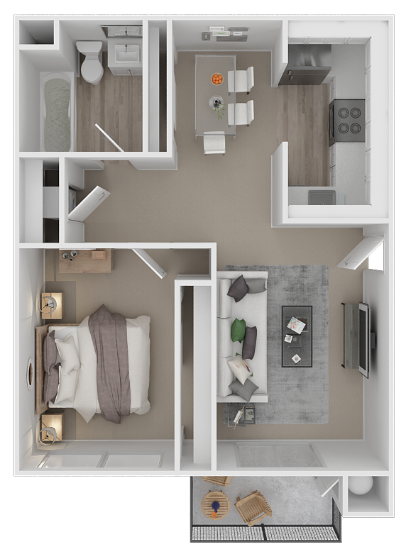 One bedroom floor plan at Copper Creek in Sacramento CA