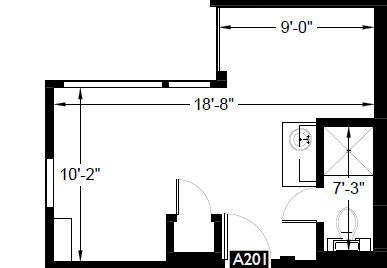 a diagram of a building with the dimensions of a room and a roof and a